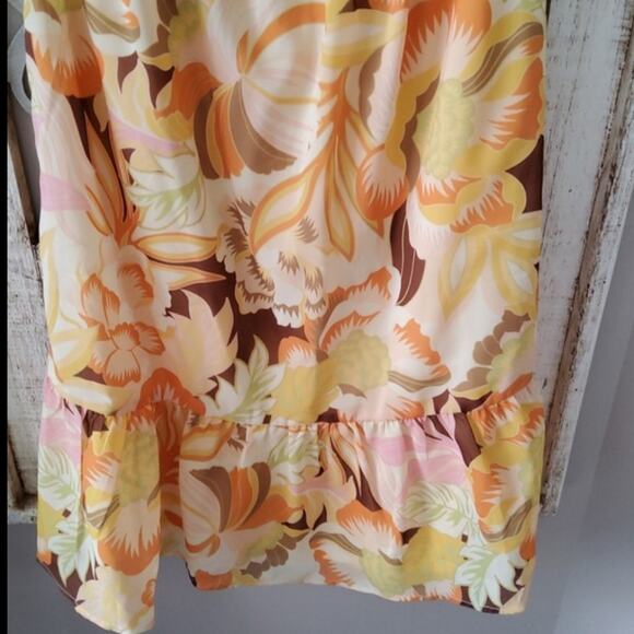 New Collective Concepts Sleeveless Crochet Trim Blouson Midi Dress Yellow Multi - Picture 10 of 13